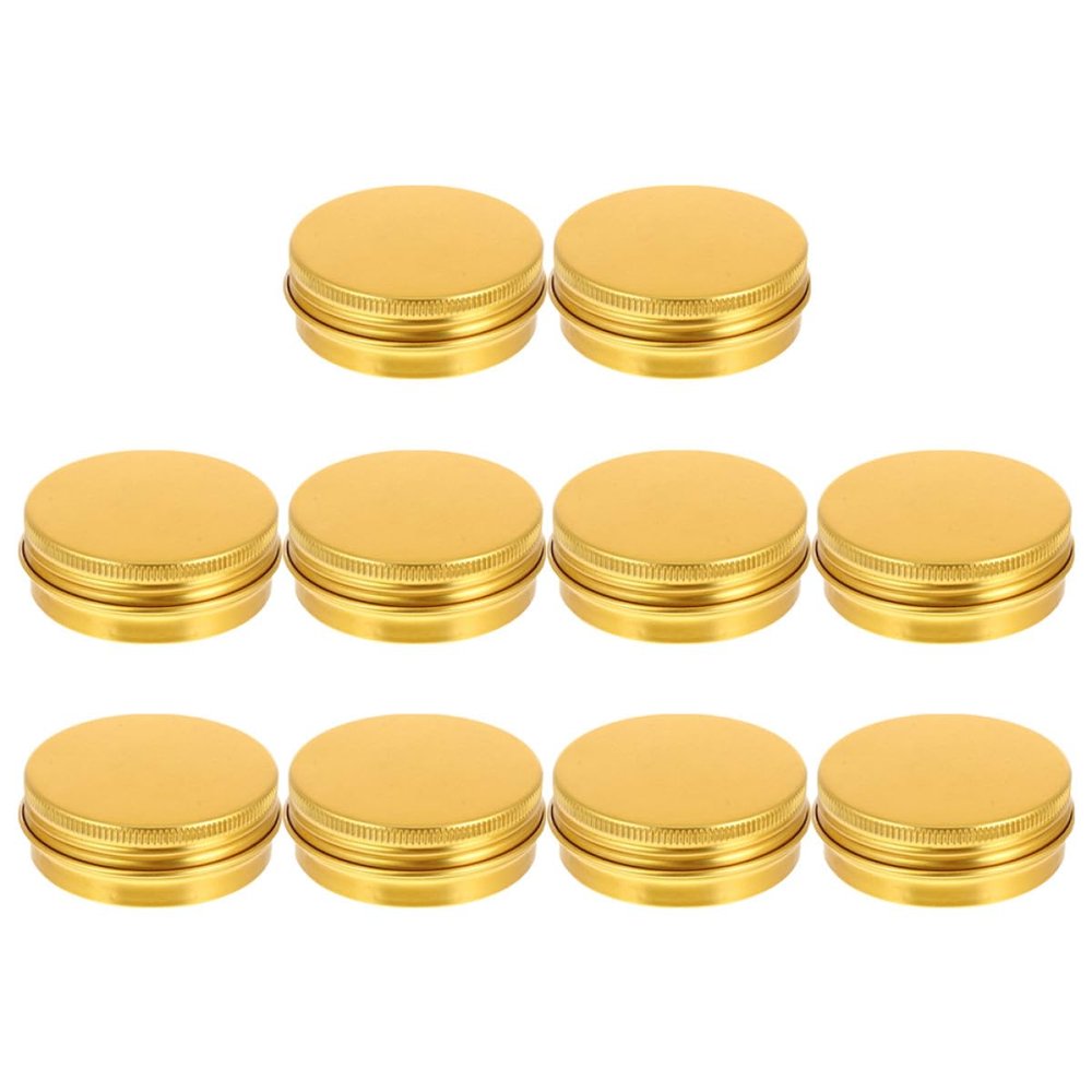 JOINPAYA 20pcs 60ml Aluminum Tin Cans Refillable Mini Cream Jars Double Gold Metal Cosmetic Storage Containers for Travel and Daily Use