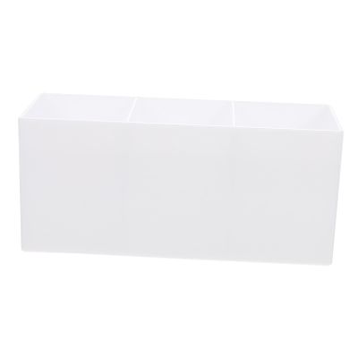 OSOLADY Acrylic Desktop Storage Box with Three Grid Compartments, White Makeup Brush Holder and Pen Organizer for Home Office Sundries and Cosmetic Accessories