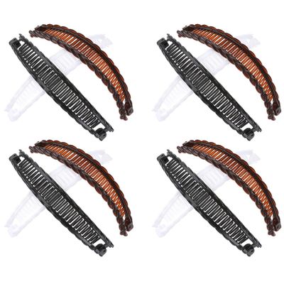 ARTSEWPLY 12pcs Wave Banana Hair Clips for Women Large Hair Combs for Styling and Updos Mixed White Black Brown Colors