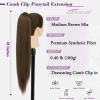 BARSDAR Medium Brown Straight Drawstring Ponytail Extension - 28 Inch Long Straight Drawstring Ponytail Extension Natural Looking Fluffy Soft Synthetic Cheer Posh Pony Tails Hairpieces Daily Party view 2