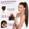 BARSDAR Medium Brown Straight Drawstring Ponytail Extension - 28 Inch Long Straight Drawstring Ponytail Extension Natural Looking Fluffy Soft Synthetic Cheer Posh Pony Tails Hairpieces Daily Party view 4