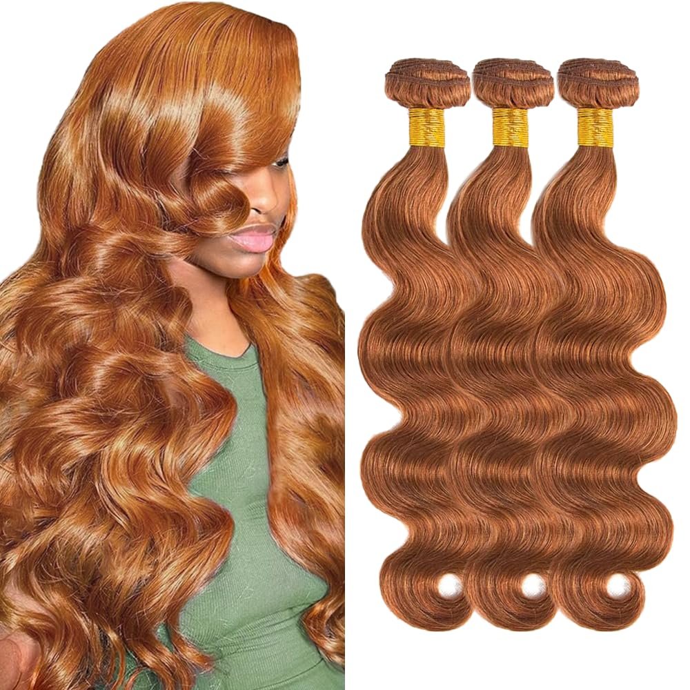 30 32 34 inch Color #30 Bundles Human Hair Light Brown Bundles LadrXadr 30 Light Brown Body Wave Bundle 150g