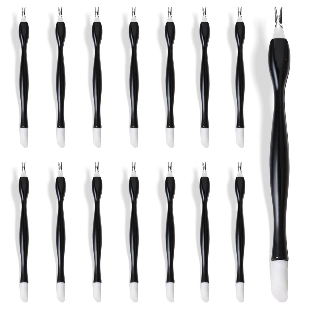 15-Pack Cuticle Trimmer & Pusher Set Rubber Tip Gentle Nail Bed Cuticle Remover Tools for Manicure & Pedicure Care