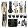 Mens Hair Clippers Cordless Grooming Kit, 6 in 1 Professional Beard Trimmer for Men,Nose Hair Trimmer Electric Razor Body Groomer with LED Display Storage Base, T-Blade Trimmer Hair Cutting Kit with view 1