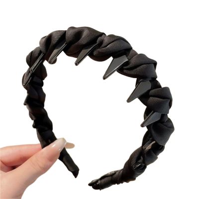 Alianm Vintage High Cranium Hairband 6 Pcs Vintage Fabric Wave Hairband For Ladies - Cute Solid Shade Non-slip Tooth-equipped Hair Hoop Accessory(Mix)