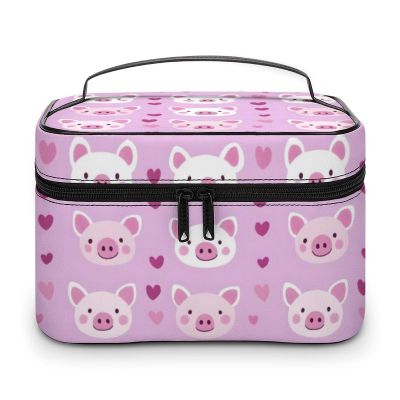 TZTTZT Cute Heart Pig Print Makeup Bag, Travel Toiletry Bag for Women, Cute Large Cosmetic Bags Make Up Organizer Bags