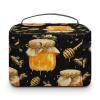 TZTTZT Honey And Bee Print Makeup Bag, Travel Toiletry Bag for Women, Cute Large Cosmetic Bags Make Up Organizer Bags view 3