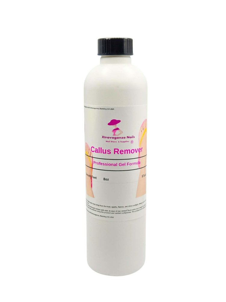 Extravaganza Nails Callus Remover, Professional Gel Formula, 8 Fl Oz, for Smooth Feet, White Bottle