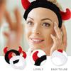 Ciieeo 2pcs Halloween Ox Horn Hairbands for Women, Plush Skincare Headband and Face Washing Hair Wrap, Cute Devil Horn Spa Headbands for Makeup and Facial Cleansing view 3