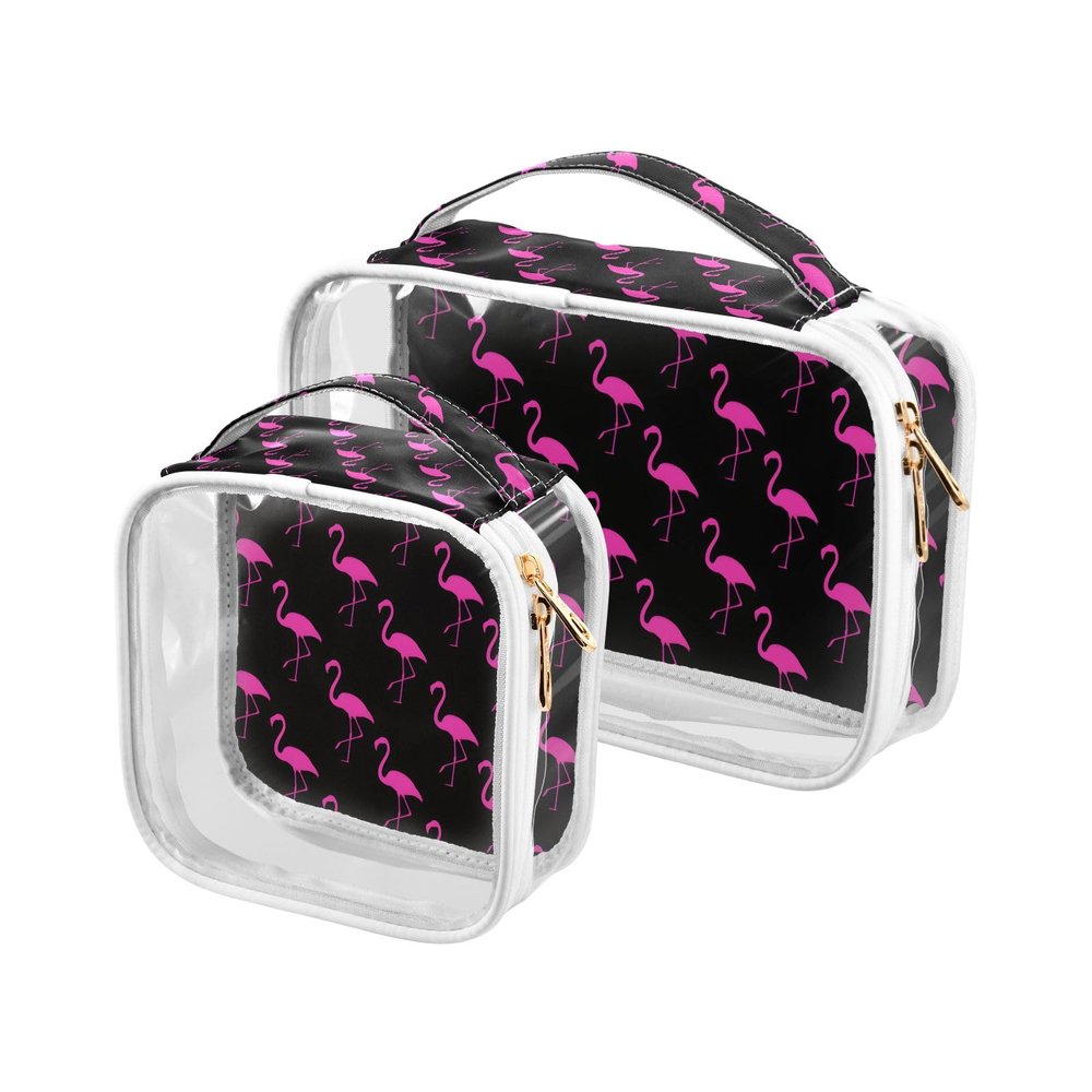 ALAZA Flamingo Hot Pink Toiletry Bag Travel Makeup Organizer Cosmetic Bags Clear Pouch Waterproof with Handle for Men Women