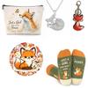Flotreif Fox Gifts for Women and Girls - Unique Fox Lovers Gifts Set Includes Fun Socks, Makeup Bag, Necklace, Keychain & Waterproof Stickers - Cute Birthday Christmas Teen Girls view 1