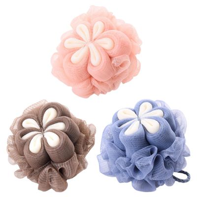Bath Loofah Sponge 3pcs Flower Design Polyethylene Shower Puff Xmas
