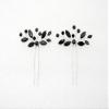 Faship Black Rhinestone Crystal Floral Bridal Hair Pins Accessories 2 Pcs view 2
