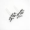 Faship Black Rhinestone Crystal Floral Bridal Hair Pins Accessories 2 Pcs view 3