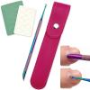 Dual-Ended Stainless Steel Cuticle Remover Tool with Loop & Beveled Pusher, Grit Nail Files and Storage Bag for Home or Salon Use view 1