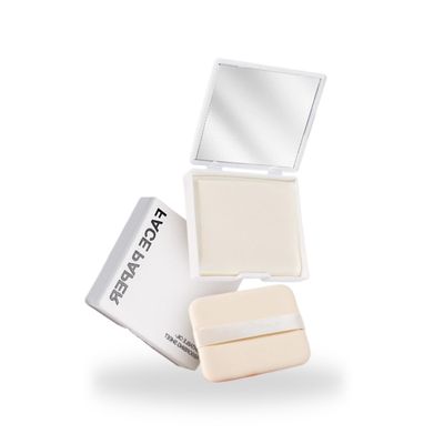 SYNTHORA Oil Blotting Papers for Face, 100 Sheets Oil Absorbing Blotting Paper with Mirror & Puff, Linen Fiber Shine Control Sheets, Makeup Friendly Portable Oil Control for Oily Skin(White)