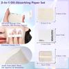 SYNTHORA Oil Blotting Papers for Face, 100 Sheets Oil Absorbing Blotting Paper with Mirror & Puff, Linen Fiber Shine Control Sheets, Makeup Friendly Portable Oil Control for Oily Skin(White) view 2