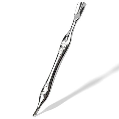 Stainless Steel 2-in-1 Cuticle Pusher with Fork, U-Shaped Cuticle Trimmer Tool for Manicure and Pedicure Care
