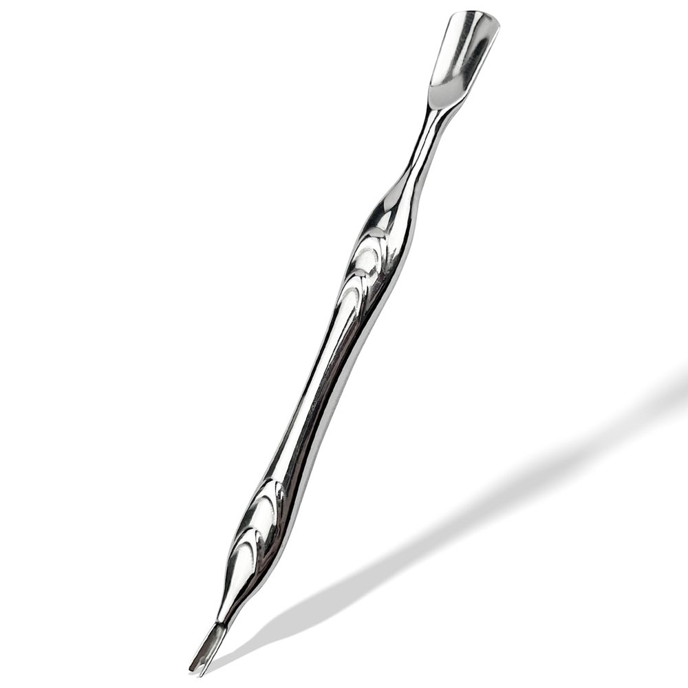 Stainless Steel 2-in-1 Cuticle Pusher with Fork, U-Shaped Cuticle Trimmer Tool for Manicure and Pedicure Care