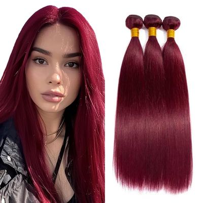 99J Bundles Human Hair Dark Burgundy Straight 3 Bundles 18 20 22 Inch 8A Brazilian Virgin Hair Double Weft Red Bundles Human Hair Extensions Total 150g