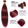 99J Bundles Human Hair Dark Burgundy Straight 3 Bundles 18 20 22 Inch 8A Brazilian Virgin Hair Double Weft Red Bundles Human Hair Extensions Total 150g view 3