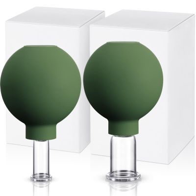Nuanchu 2 Pcs Glass Cupping Set, 1 Inch and 0.65 Inch Diameter, Army Green