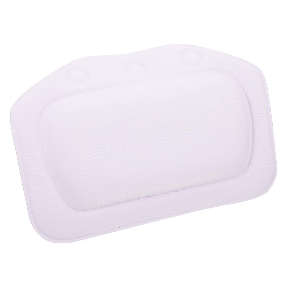 NinthAvenue Basics Bathtub Pillow with Suction Cups, PVC Foam Bath Neck and Shoulder Support Cushion, White Textured Bath Tub Headrest for Home Spa and Hotel Use
