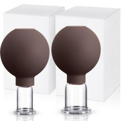 Nuanchu 2 Pcs Glass Cupping Set, 1 Inch and 1.4 Inch Diameter, Brown