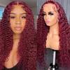 Nsvnsv Burgundy Wig Human Hair 99j Burgundy 13x6 Deep Wave Lace Front Wigs Human Hair Pre Plucked 180% Density HD Transparent Lace Frontal Wigs for Black Women Red Colored Wig 20 Inch view 1