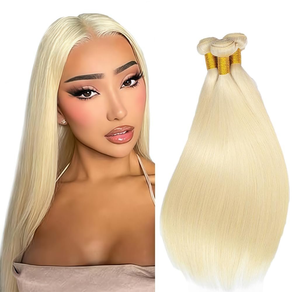 Human Hair Bundles 613 Straight Bundles Human Hair Extensions 10A Brazilian Virgin Honey Blonde Straight Human Hair 3 Bundles 26 28 30 Inch