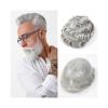 hezhuhe2258 Forehead Hairpiece Full PU Men's Toupee Wave Man Wig Replacement System Grey Male Hairpiece 8x10 Inch view 2