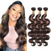 300g 30 32 34 Inch Ombre Body Wave Bundles Human Hair Brown Bundle Peruvian Virgin Hair Two Tone Color #1B Mixed With Color #30 Hair Extensions view 1