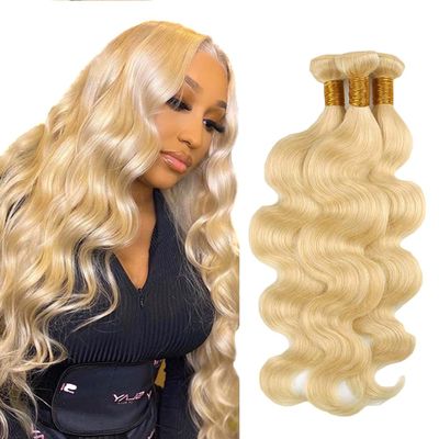 #613 Bundles Human Hair Bleach Blonde Body Wave Bundles 28 28 28 Inch Blonde 3 Bundle Unprocessed Virgin Human Hair Extensions 50 Gram Per Bundle