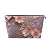 FodPand Pu Leather Cosmetic Bags Large Capacity Zipper Storage Case Rose Gold Elegant Decorative Floral Makeup Organizer Pouch Portable Travel Toiletry Bags For Women view 1