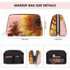 HJTRW PU Leather Makeup Bag Travel Cosmetic Bags Waterproof Large Capacity Toiletry Organizer with Zipper, Cute Portable Pouch Big sunflower Toiletry Bag Make Up Bag for Women view 4