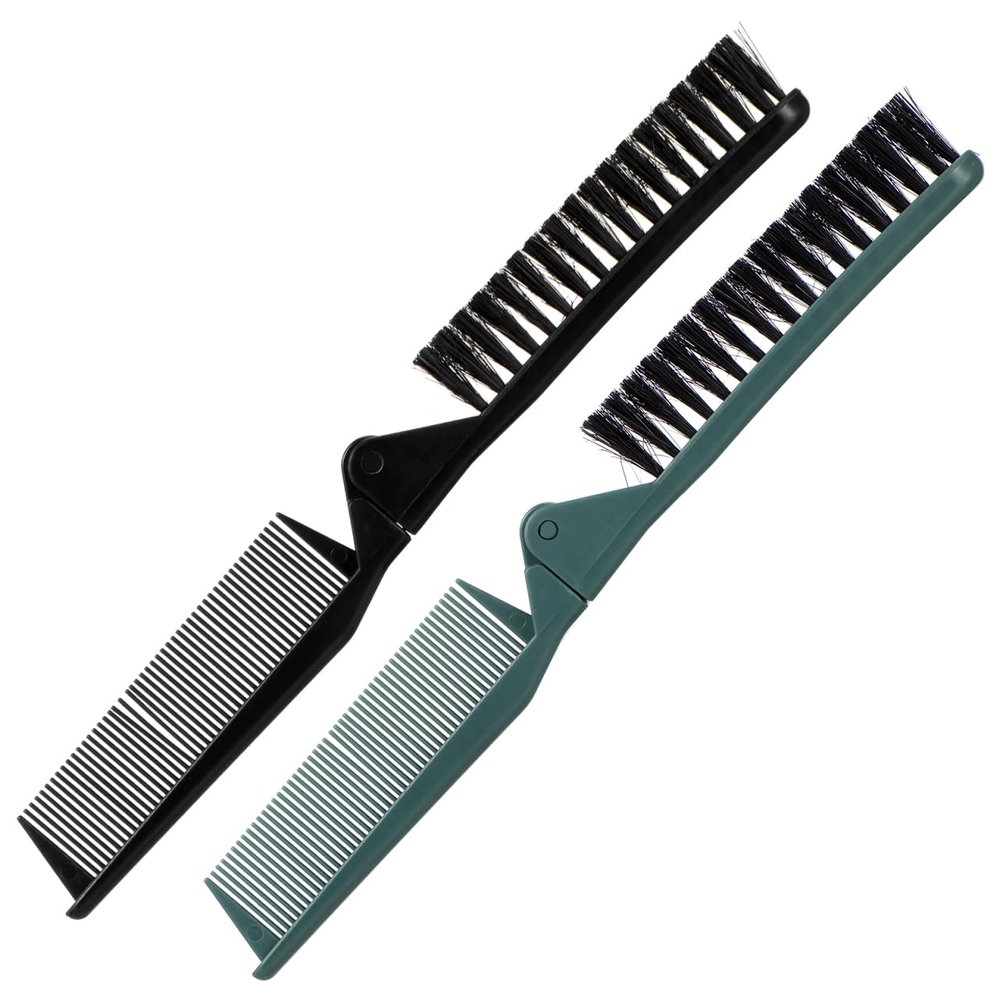 Gatuida Folding Hair Brush Travel, Folding Hair Comb 2-pack Double