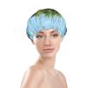 Ocean island Shower Cap for Women Reusable Bath Cap Upgrade Double Layers Bathing Hat Waterproof Elastic Bath Hair Caps for Women Ladies Spa Salon Hair Bath Hat view 1