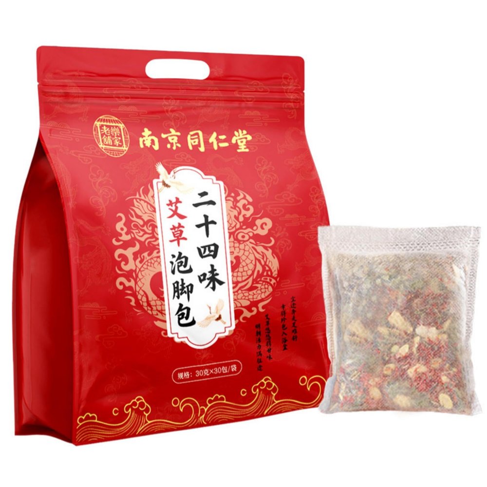 30 Pack Traditional Herbal Detox Foot Soak, Ginger & Mugwort Natural Plant Blend Bath - Smoothes Sore, Stress Relief, Improves Sleep, Pedicure Care Spa at Home 900g