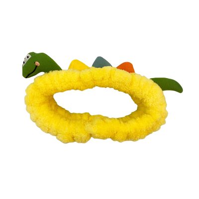 Gliswaieuznd Animal Spa Headband Face Wash Headband Cute Make Up Elastic Hairband Fuzzy Frog Head Band Creative Hair Accessories for Women (Yellow Dinosaur, One Size)