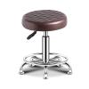 KUYBTU Round Rolling Stool Height Adjustable 360 Swivel with 5 Wheels Pu Leather Cushion Chair for Spa Salon Office Tattoo Home Massage 3 Types of Bases Backless/Backrest-B Brown view 1