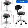 KUYBTU Round Rolling Stool Height Adjustable 360 Swivel with 5 Wheels Pu Leather Cushion Chair for Spa Salon Office Tattoo Home Massage 3 Types of Bases Backless/Backrest-B Brown view 2