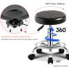 KUYBTU Round Rolling Stool Height Adjustable 360 Swivel with 5 Wheels Pu Leather Cushion Chair for Spa Salon Office Tattoo Home Massage 3 Types of Bases Backless/Backrest-B Brown view 3