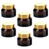 JOINPAYA 6pcs 50ml Small Amber Glass Cream Jars with Gold Lids, Leak-proof Travel Cream Containers for Cosmetics and Skincare Storage view 1