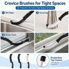 11Pcs Crevice Cleaning Brush Set, Hard Bristle Crevice Cleaning Brush Tool Kit, Thin Brush for Cleaning Tight Spaces, Gaps, Grout, Sink, Bathroom, Kitchen, Window Tracks, Bottles, Straws, with Scraper view 2