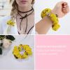 Fashionable Hair Scrunchies, Funny Honeybee Gnomes Bee Sunflower Yellow Flowers Floral Satin Hair Ties Soft Elastic Ponytail Holder Rubber Bands for Women Girls Gift view 4