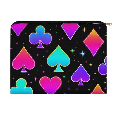 Meaudiwes Women's Toiletry Bag, Travel Cosmetic Bag, Large Makeup Case, Trippy Neon Magic Playing Card Personality Fashion Zipper Cosmetic Case