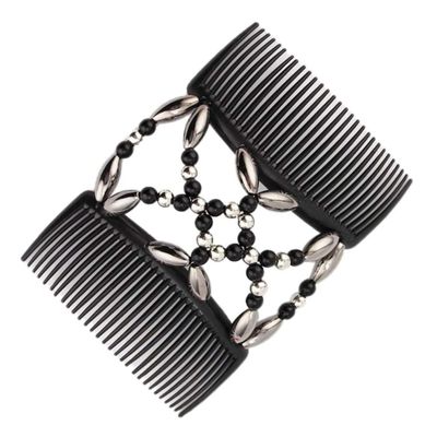 Beads Hair Combs Stretchy Double Comb Hair Clips Elastic Hairpins Accessories
