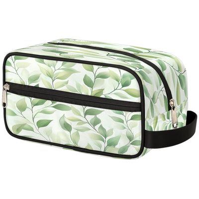 VQUVQV Makeup Bag Leaves Spring Travel Toiletry Bag, Portable Make Up Organizer Cosmetic Case with Handle for Travel Accessories