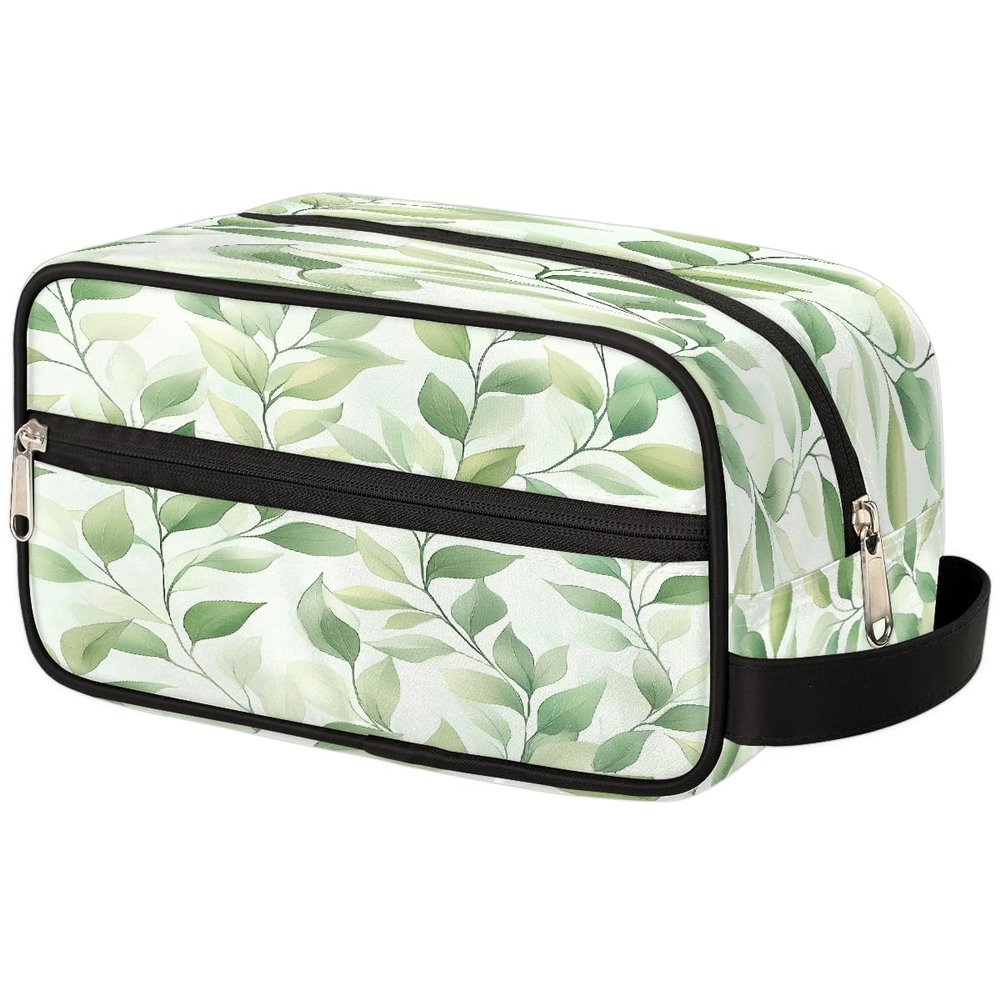 VQUVQV Makeup Bag Leaves Spring Travel Toiletry Bag, Portable Make Up Organizer Cosmetic Case with Handle for Travel Accessories
