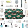 VQUVQV Makeup Bag Christmas Green Red Snowflakes Travel Toiletry Bag, Portable Make Up Organizer Cosmetic Case with Handle for Travel Accessories view 4